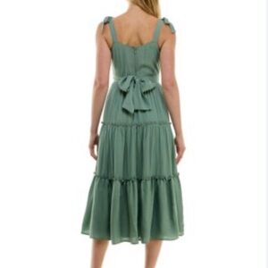 Trixxi Sage Green Tiered Midi Dress with Back Bow